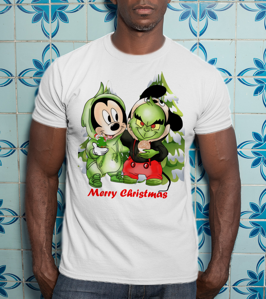 Merry Christmas The Grinch And Mickey T-Shirt