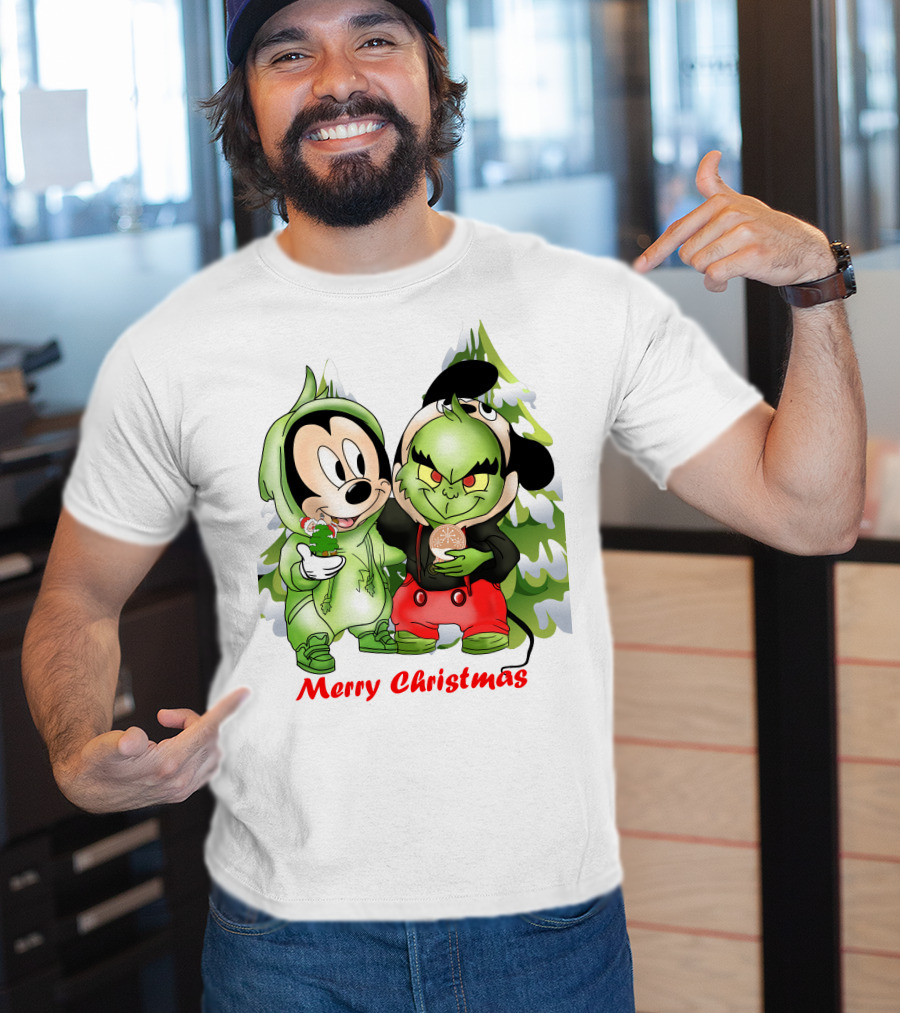Merry Christmas The Grinch And Mickey T-Shirt