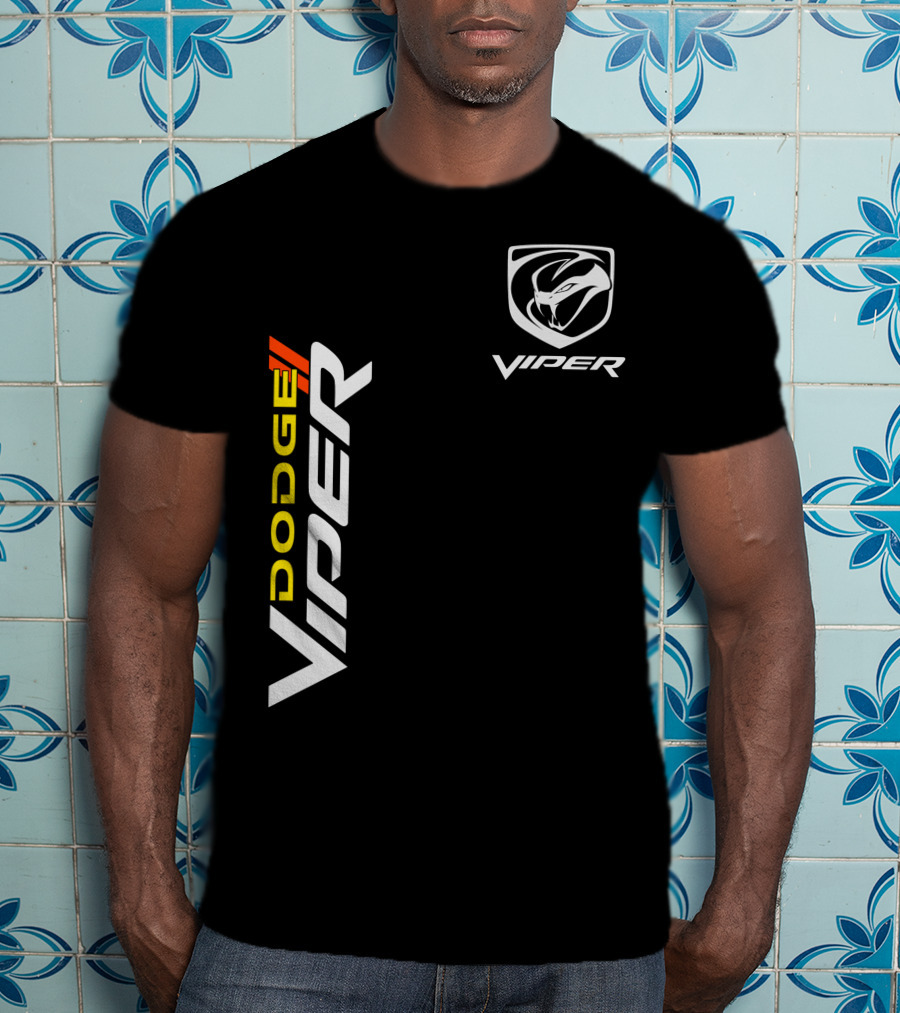 Dodge Viper Vertical Logo And Iconic Snake Emblem T-Shirt