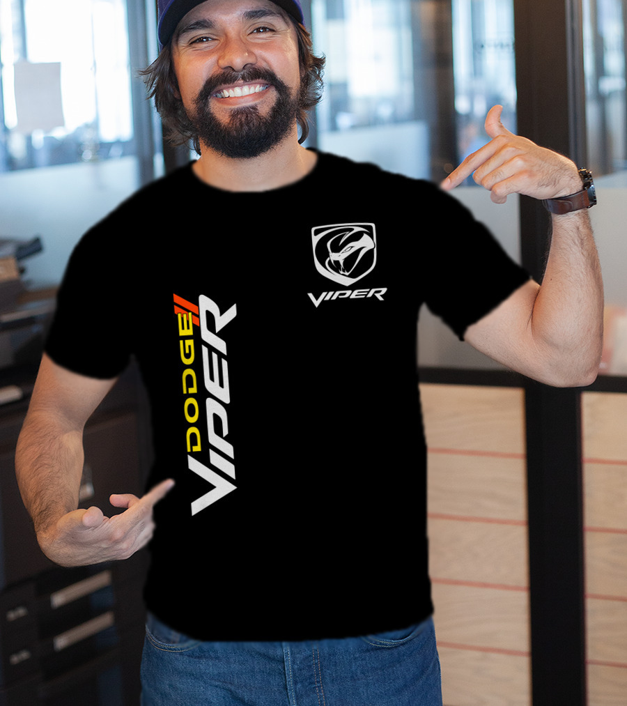 Dodge Viper Vertical Logo And Iconic Snake Emblem T-Shirt