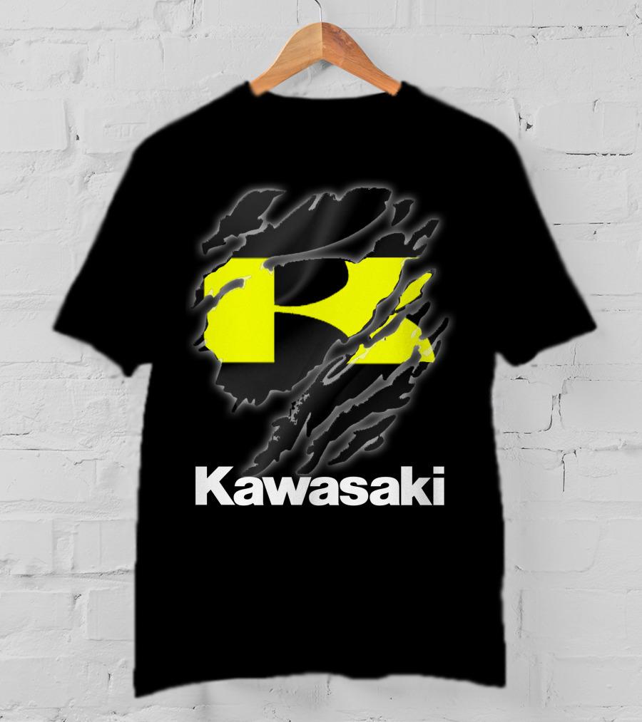 Kawasaki Ripping Claw Marks Yellow Black T-Shirt