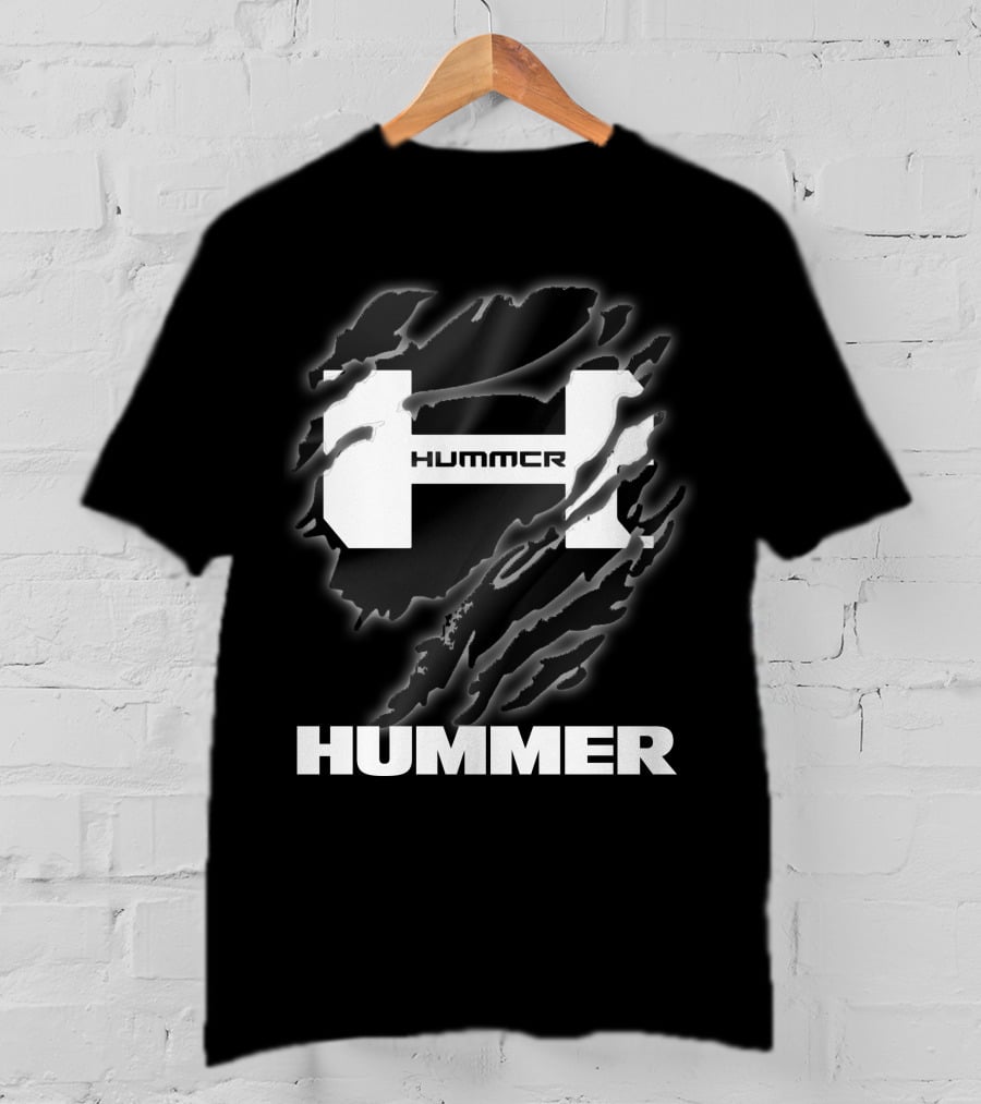 Hummer Logo With Claw Marks Text Overlay T-Shirt
