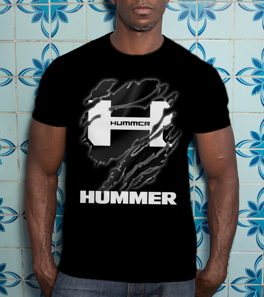 Hummer Logo With Claw Marks Text Overlay T-Shirt