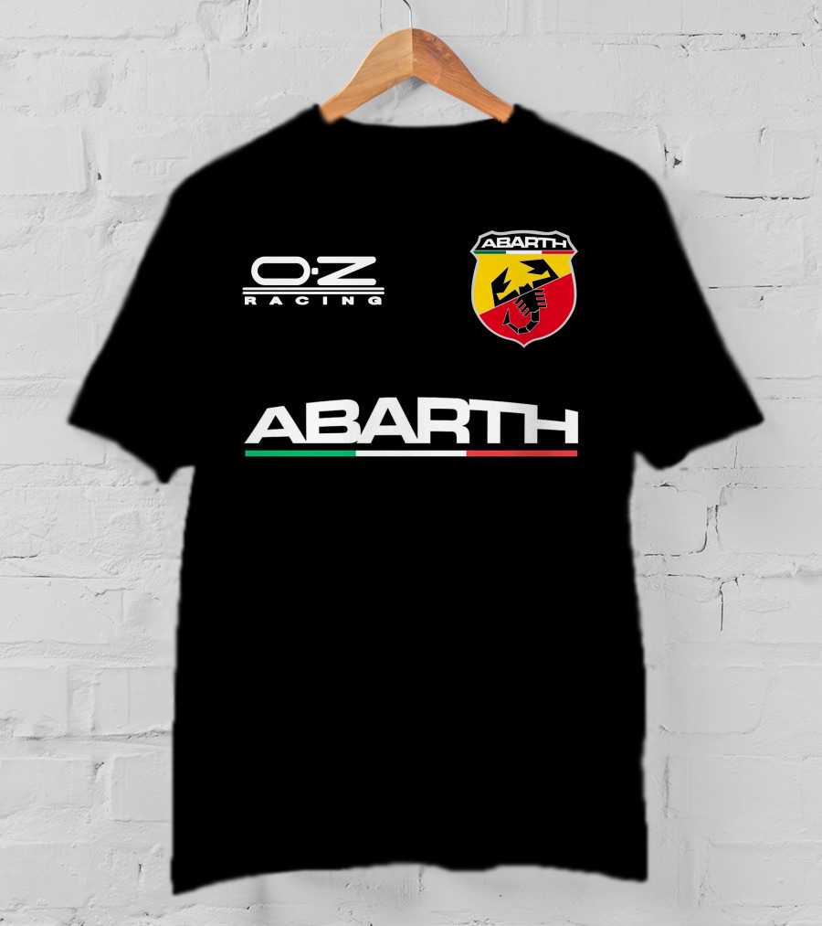 O.Z Racing Abarth Logo Scorpion Emblem With Italian Flag Stripe T-Shirt