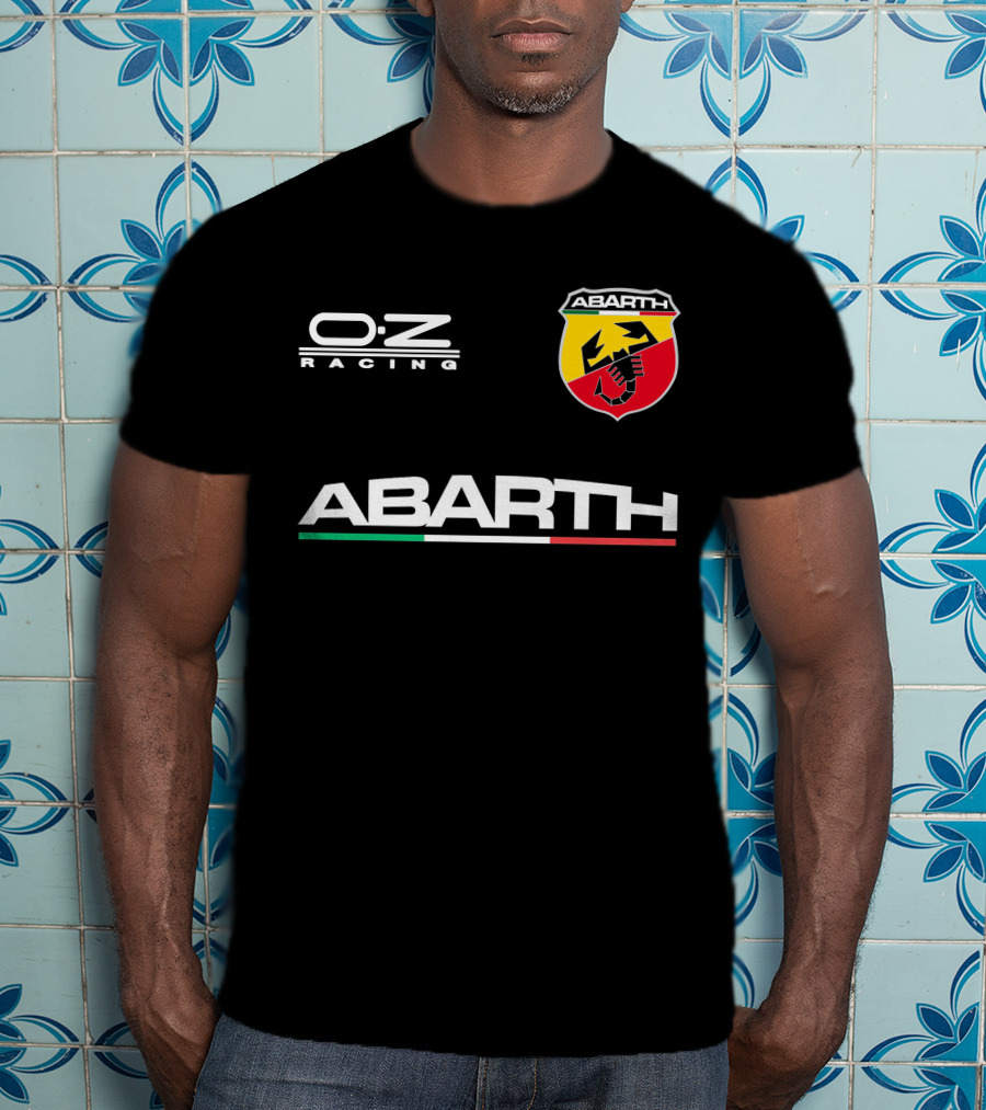 O.Z Racing Abarth Logo Scorpion Emblem With Italian Flag Stripe T-Shirt