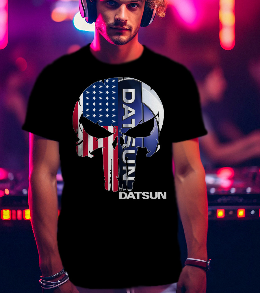 Datsun Punisher Skull American Flag T-Shirt