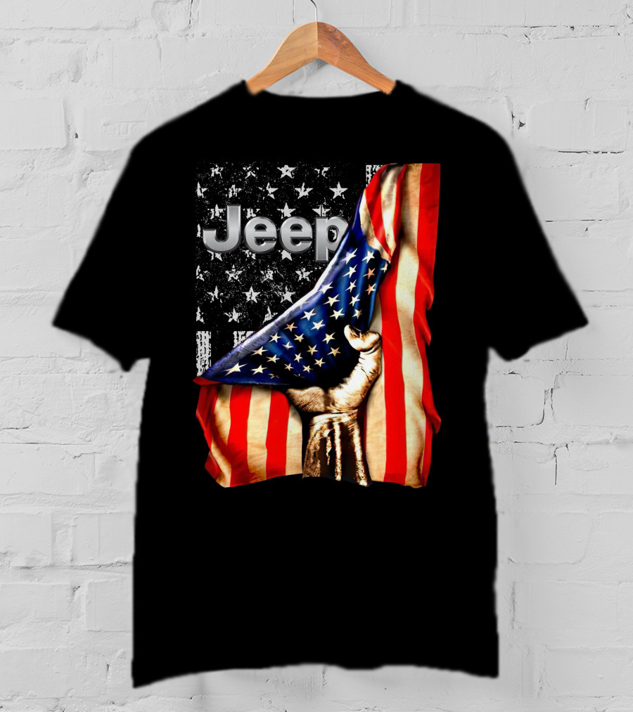 Jeep American Flag Stars And Stripes Hand T-Shirt