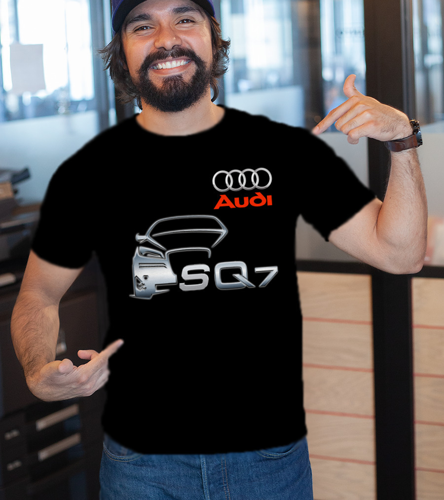 Audi SQ7 Car Outline Emblem With Iconic Four Rings T-Shirt