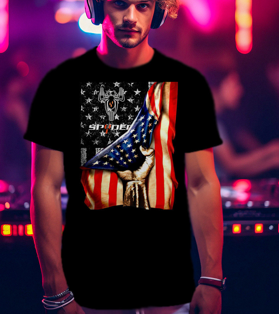Spyder Spider Logo American Flag Hand Grasping T-Shirt