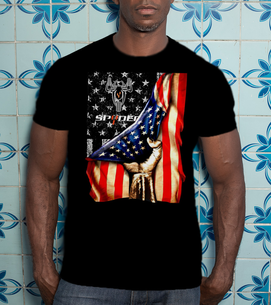 Spyder Spider Logo American Flag Hand Grasping T-Shirt