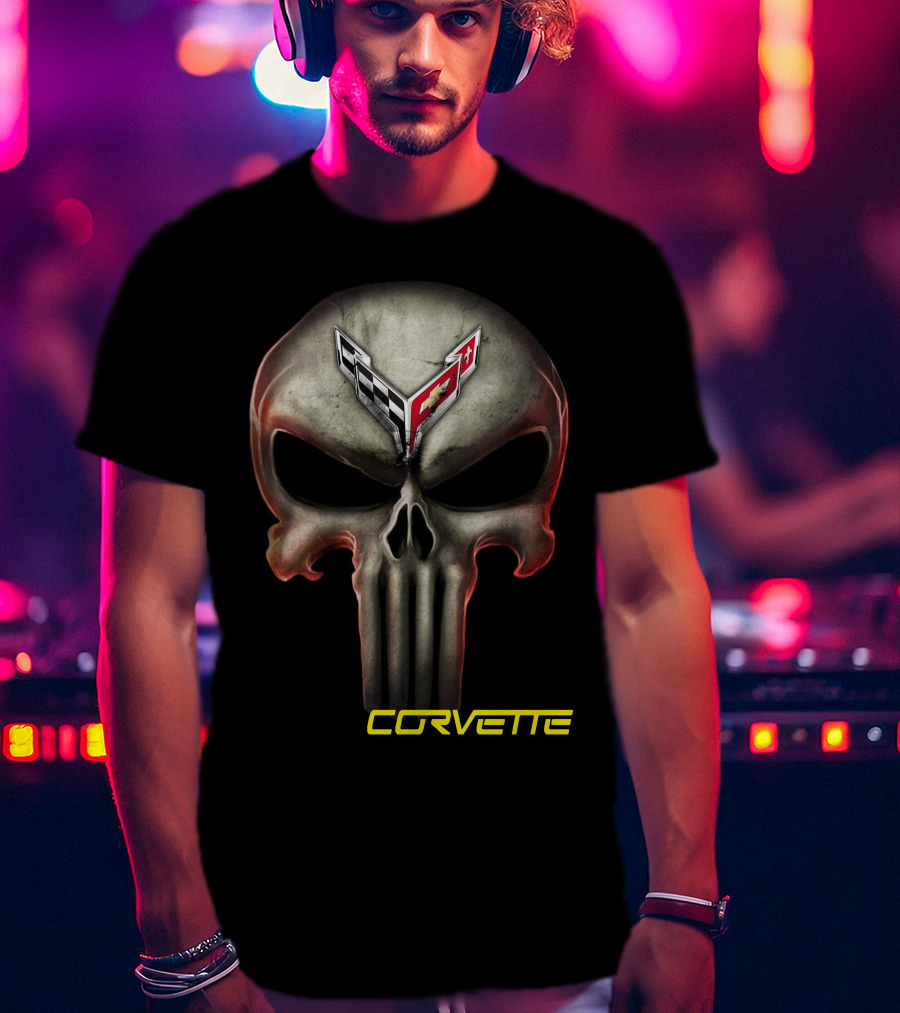 Corvette C8 Logo Skull T-Shirt