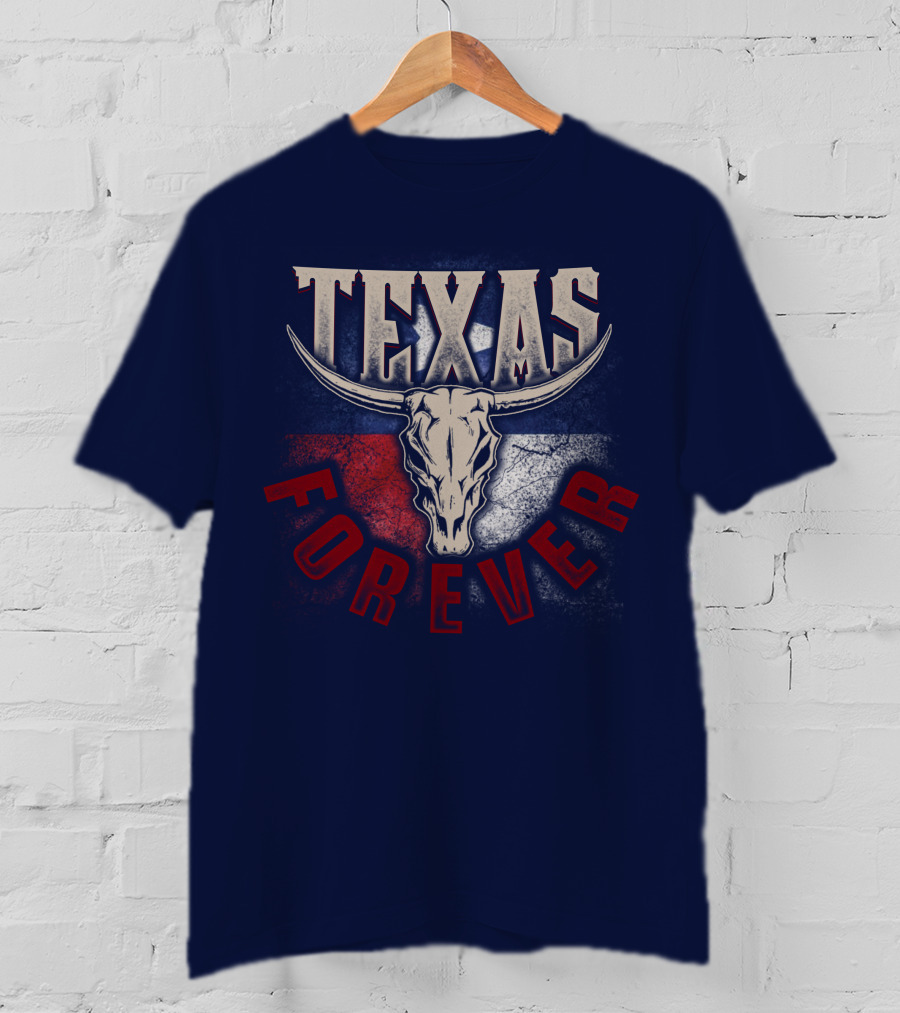 Texas Forever Longhorn Skull State Pride T-Shirt