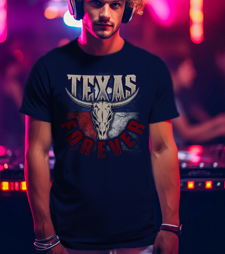 Texas Forever Longhorn Skull State Pride T-Shirt