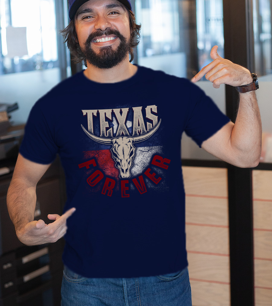 Texas Forever Longhorn Skull State Pride T-Shirt