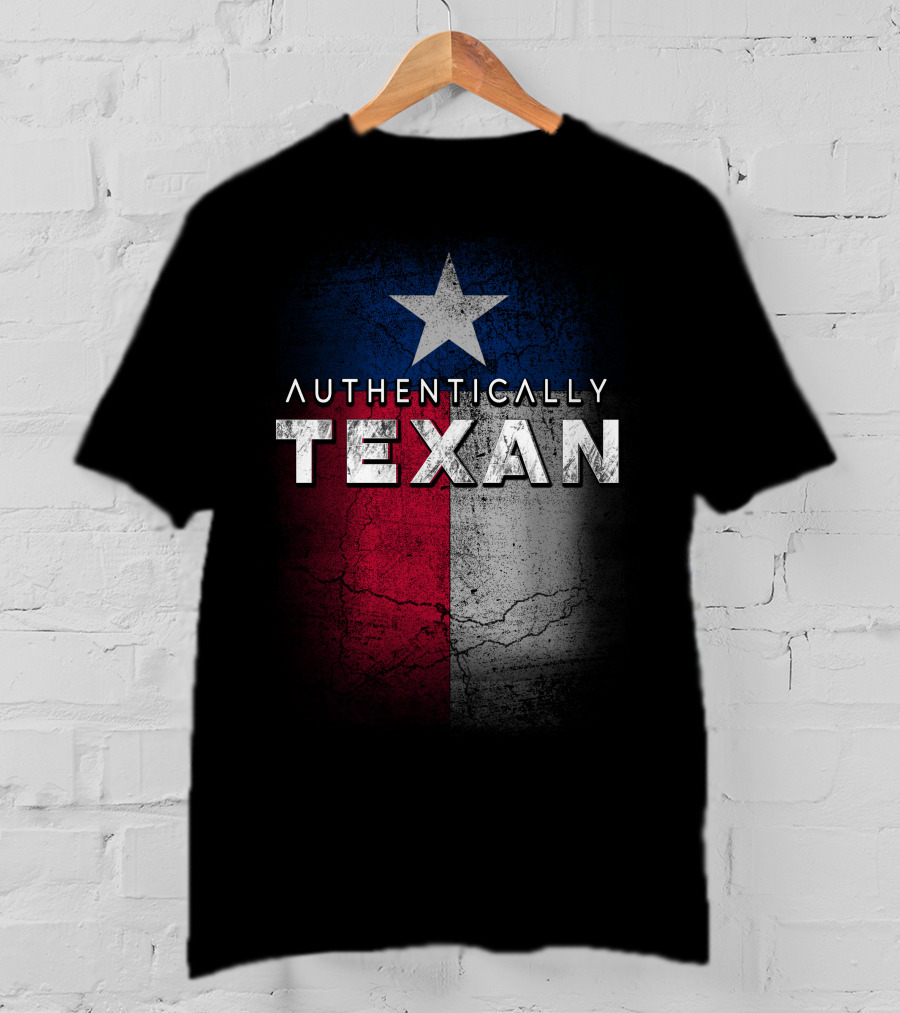 Authentically Texan Lone Star Flag Style T-Shirt