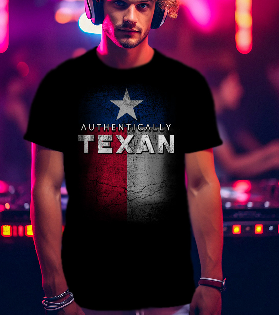 Authentically Texan Lone Star Flag Style T-Shirt