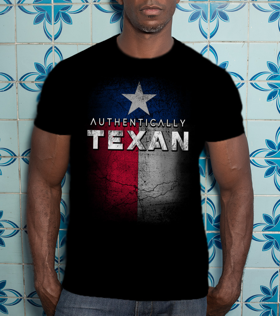 Authentically Texan Lone Star Flag Style T-Shirt