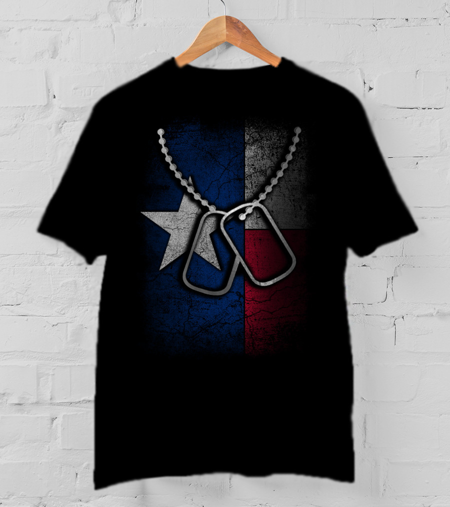 Veteran Texas Flag With Dog Tags T-Shirt