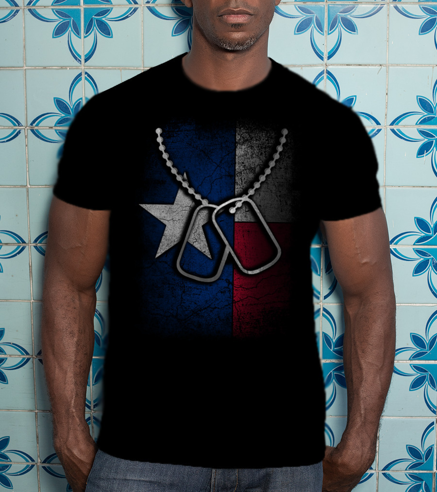 Veteran Texas Flag With Dog Tags T-Shirt