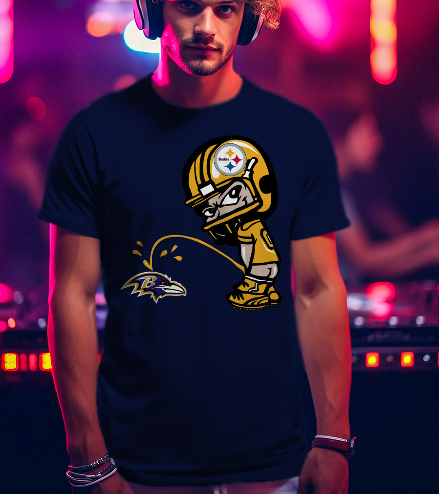 Steelers Vs. Ravens Rivalry Cartoon Helmet T-Shirt