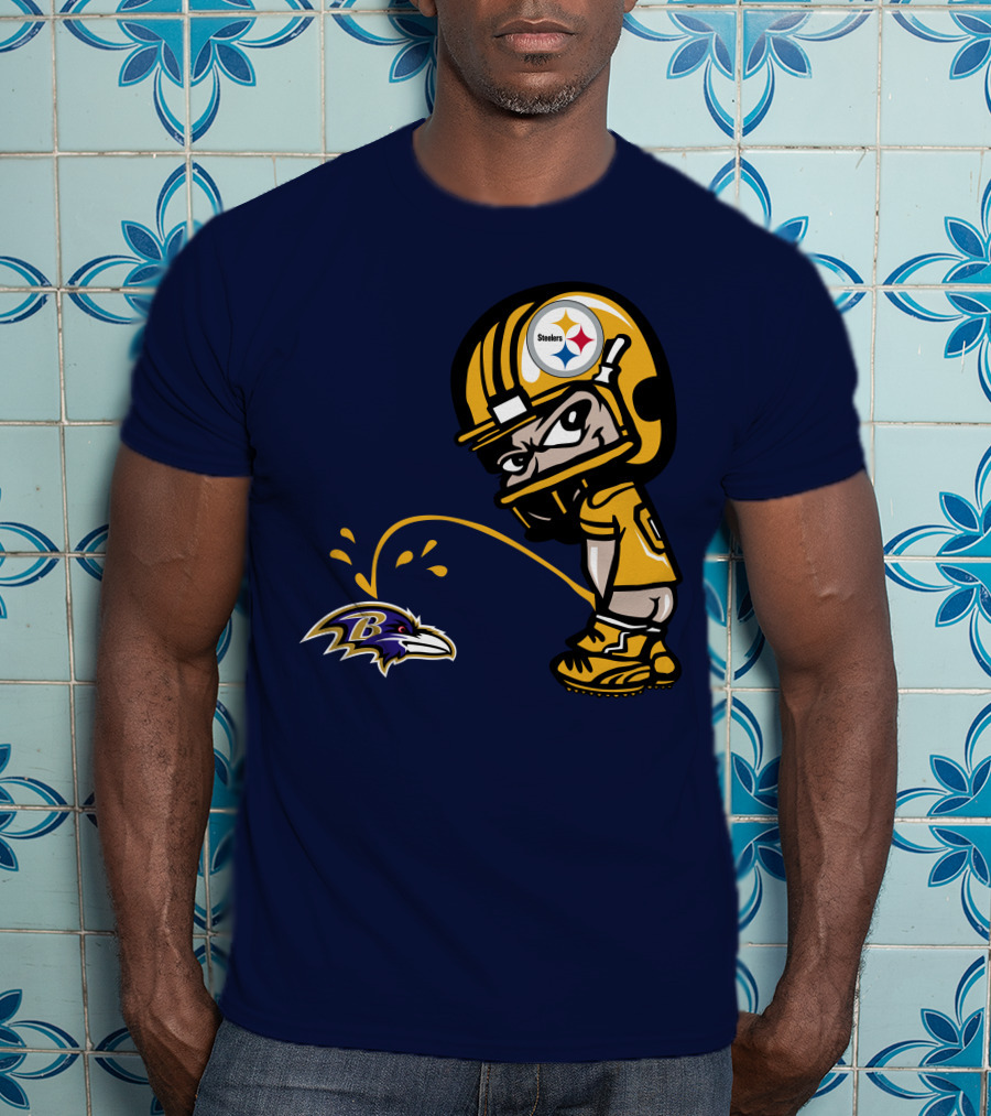 Steelers Vs. Ravens Rivalry Cartoon Helmet T-Shirt