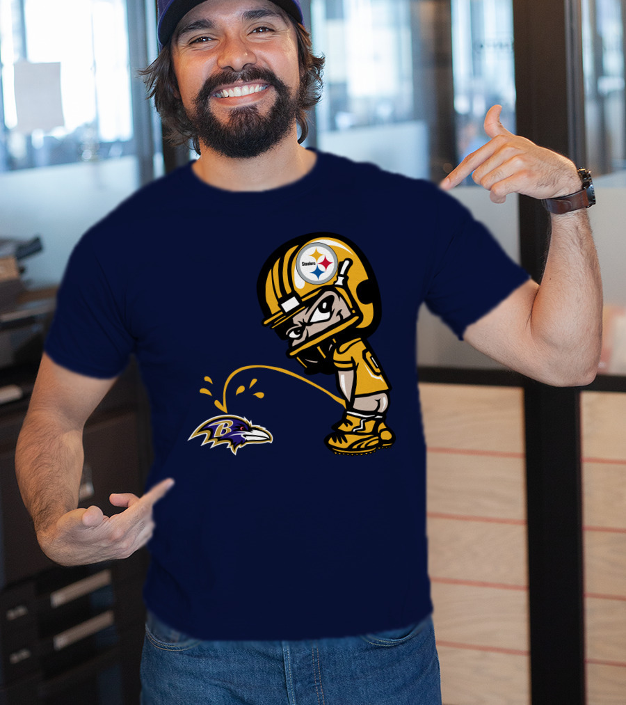Steelers Vs. Ravens Rivalry Cartoon Helmet T-Shirt