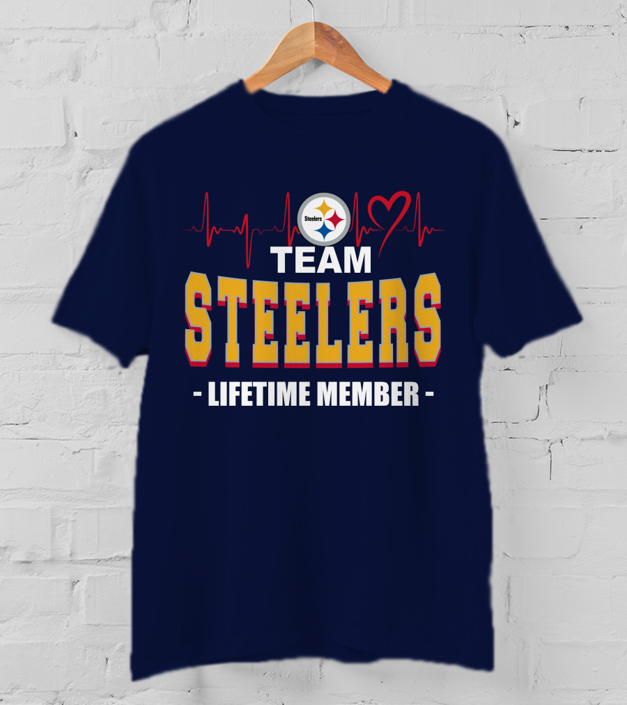 Team Steelers Lifetime Member Pittsburgh Steelers Heartbeat T-Shirt