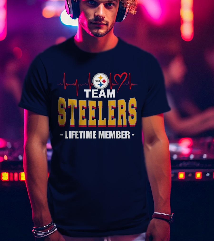 Team Steelers Lifetime Member Pittsburgh Steelers Heartbeat T-Shirt
