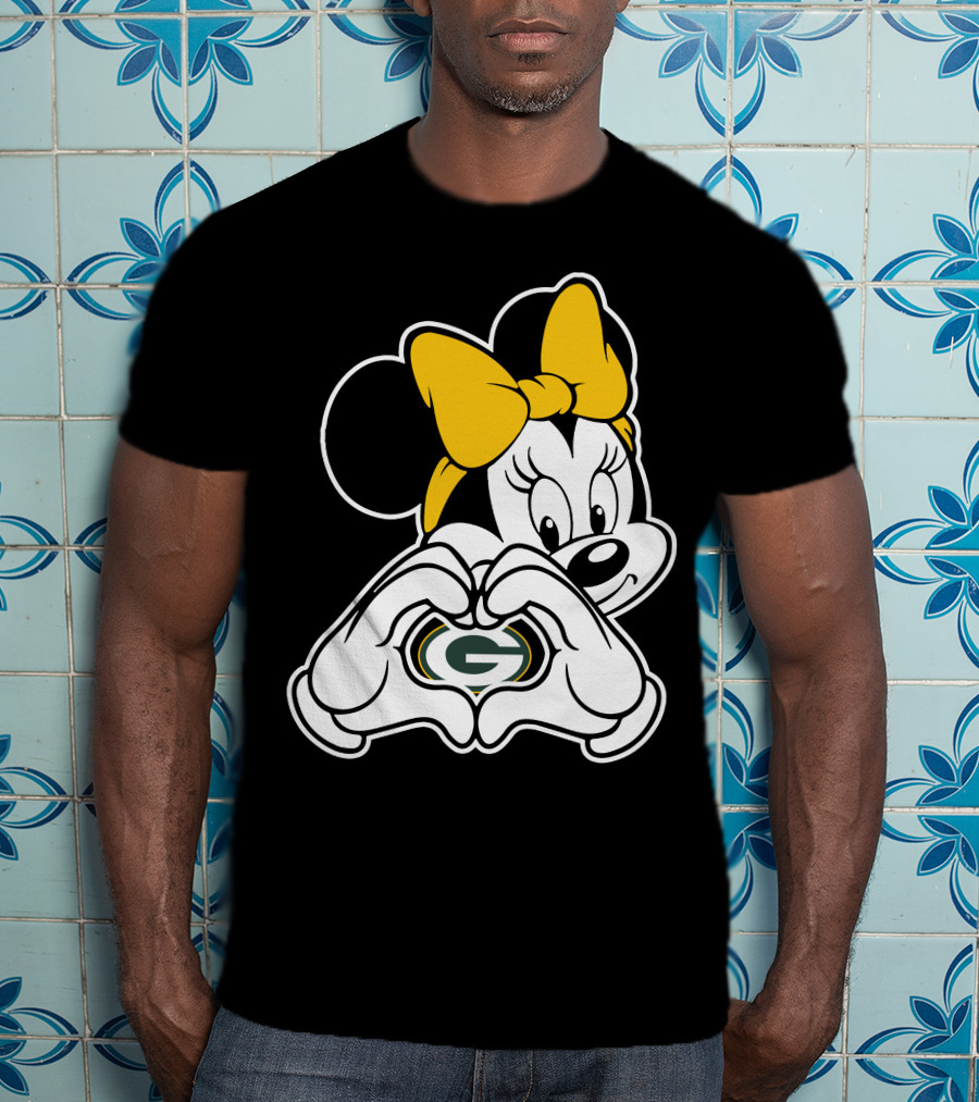 Minnie Mouse Green Bay Packers Heart Hands T-Shirt