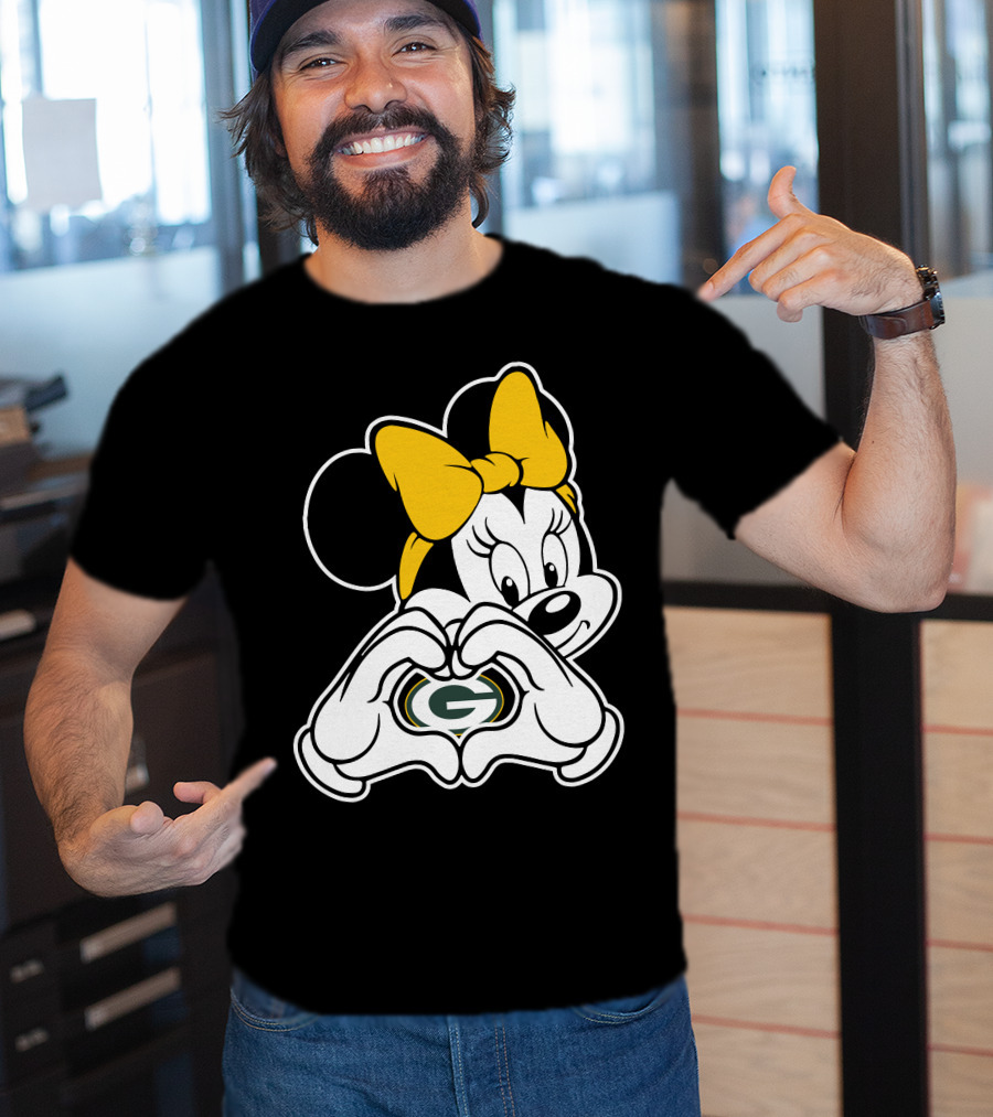 Minnie Mouse Green Bay Packers Heart Hands T-Shirt