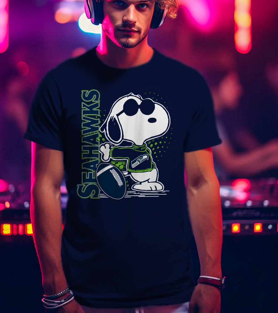 Seattle Seahawks Snoopy Football T-Shirt