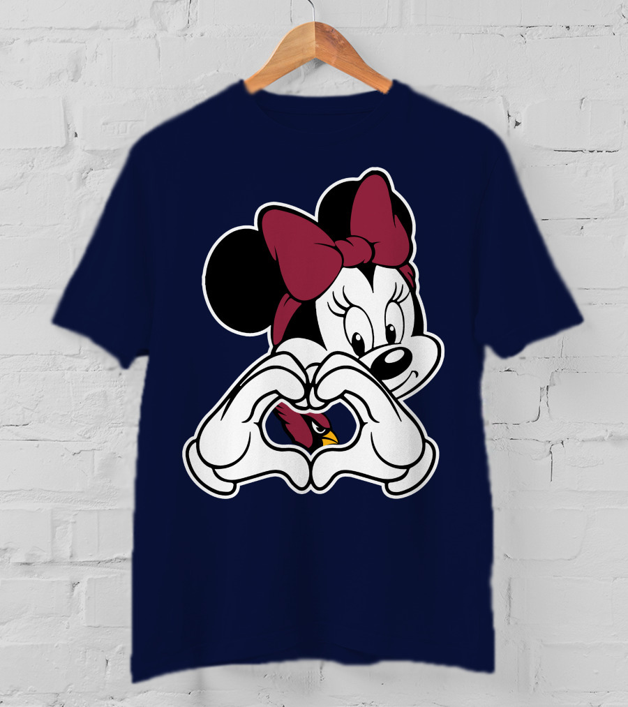 Minnie Mouse Heart Hands Arizona Cardinals T-Shirt