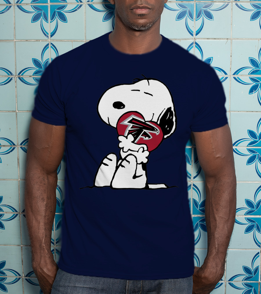 Snoopy Atlanta Falcons Logo Heart Hug T-Shirt