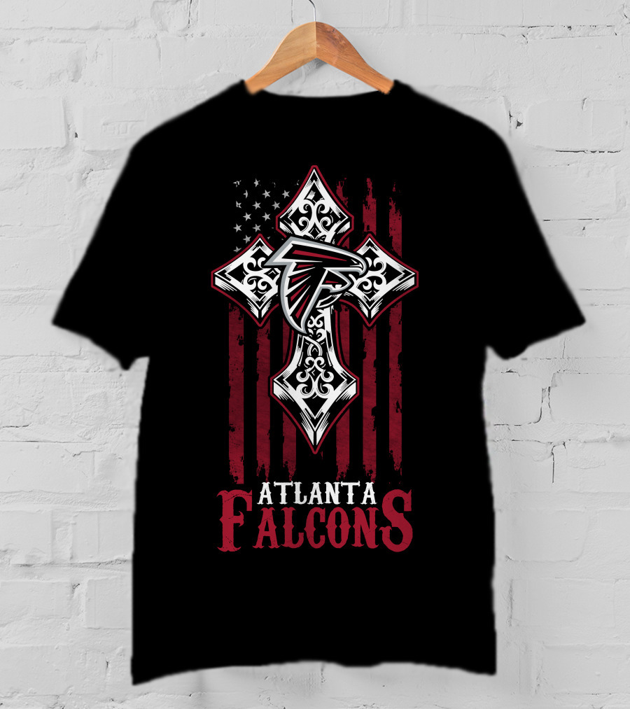 Atlanta Falcons American Flag Cross T-Shirt