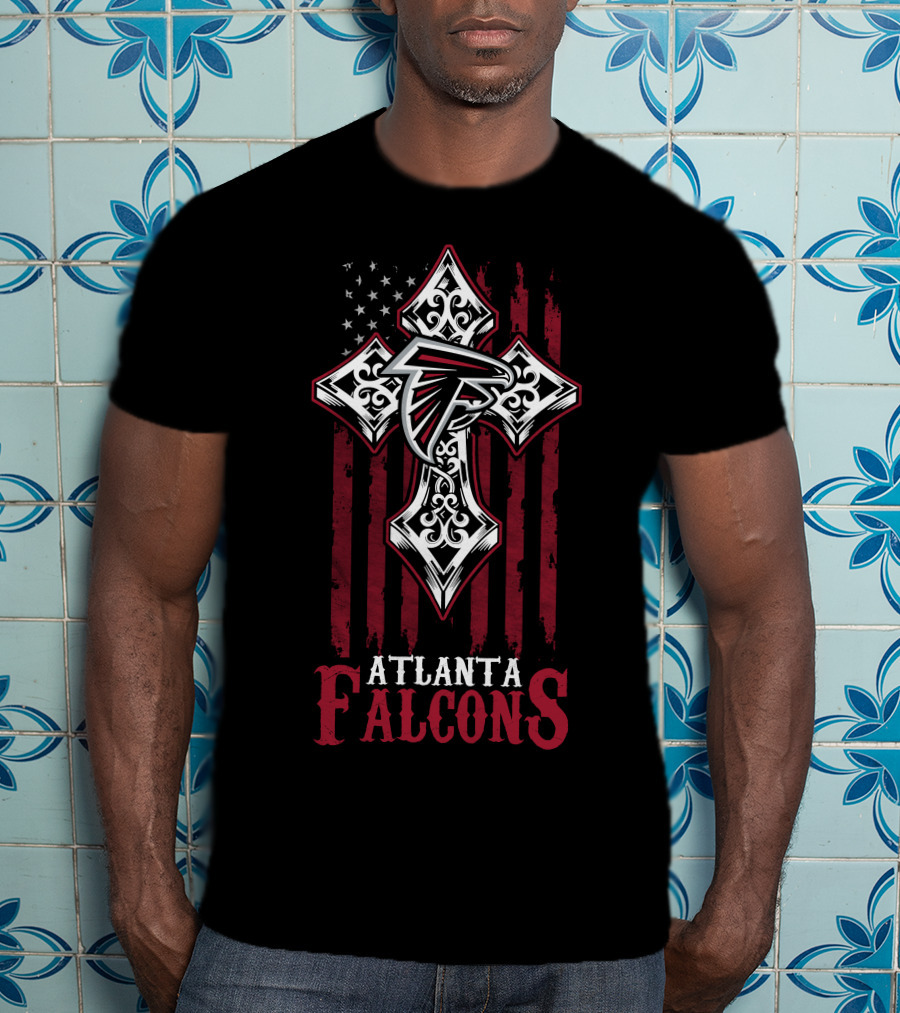 Atlanta Falcons American Flag Cross T-Shirt