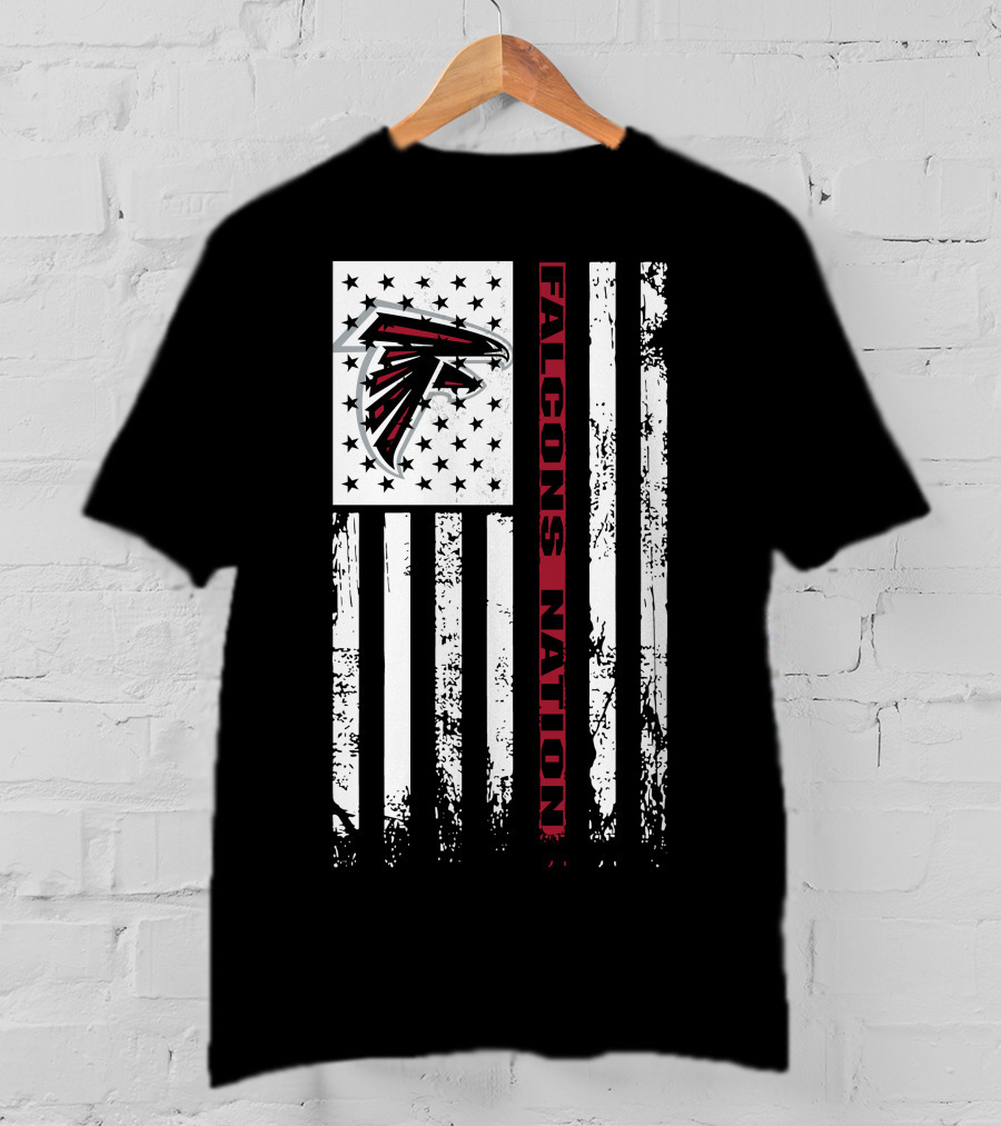 Falcons Nation Atlanta Falcons Logo Flag Stars And Stripes T-Shirt