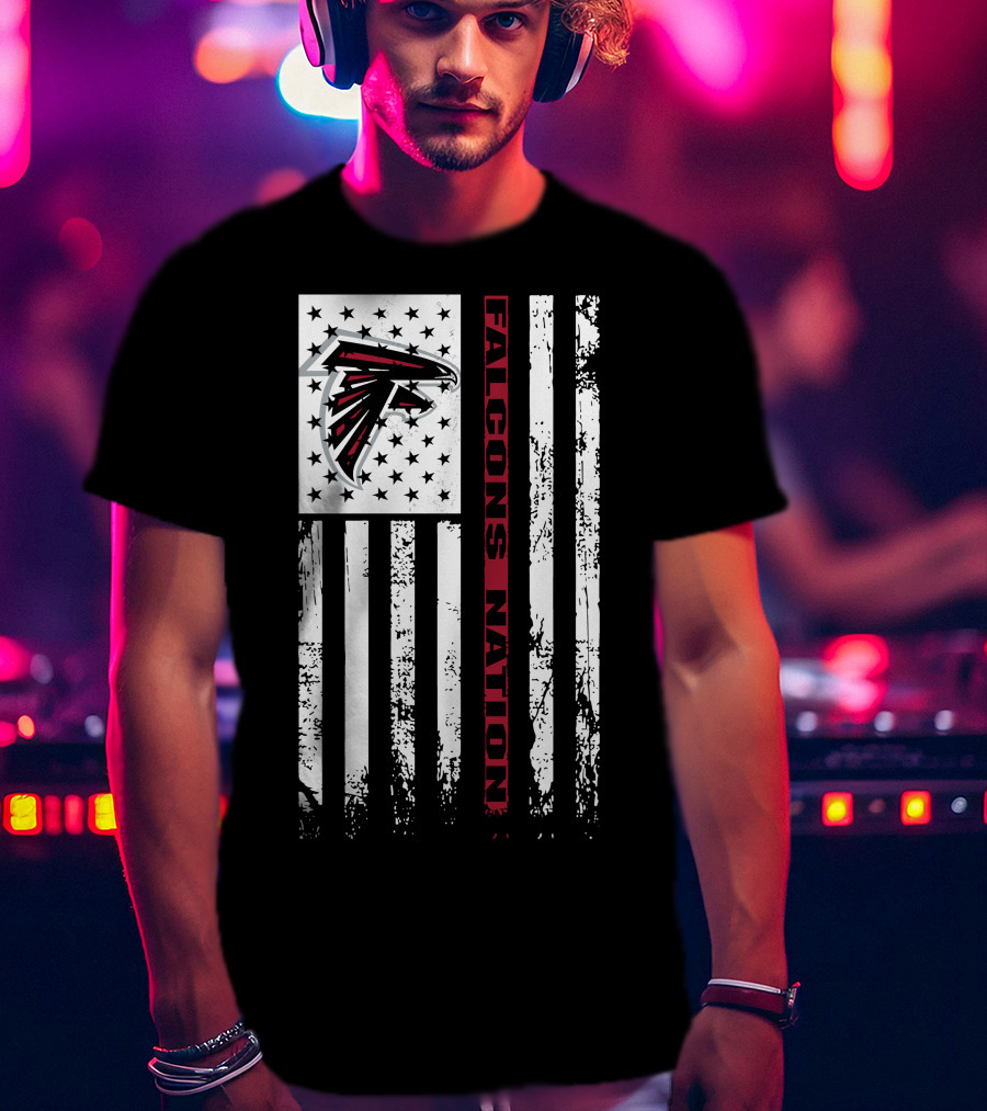 Falcons Nation Atlanta Falcons Logo Flag Stars And Stripes T-Shirt