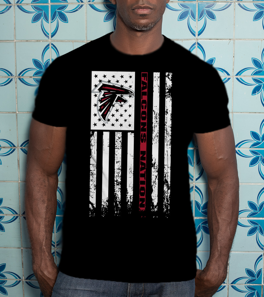 Falcons Nation Atlanta Falcons Logo Flag Stars And Stripes T-Shirt