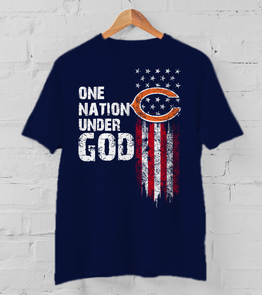 One Nation Under God Chicago Bears American Flag T-Shirt