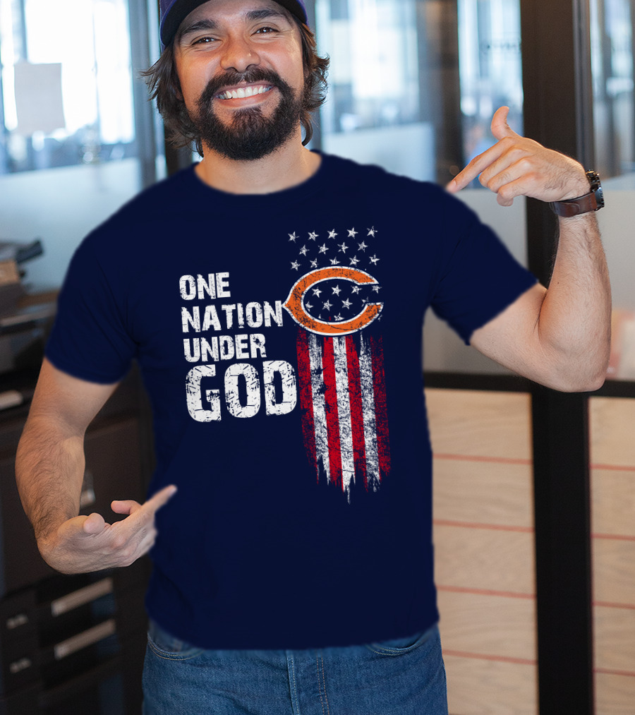 One Nation Under God Chicago Bears American Flag T-Shirt