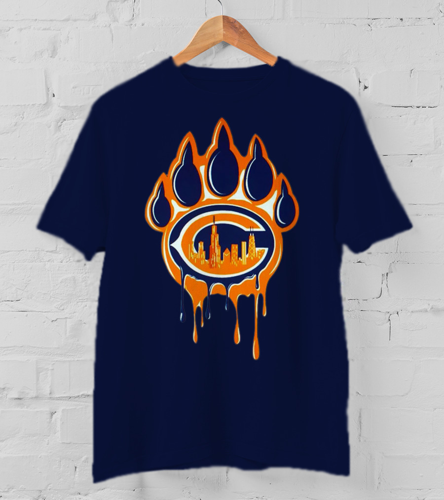 Chicago Bears Dripping Skyline Paw T-Shirt