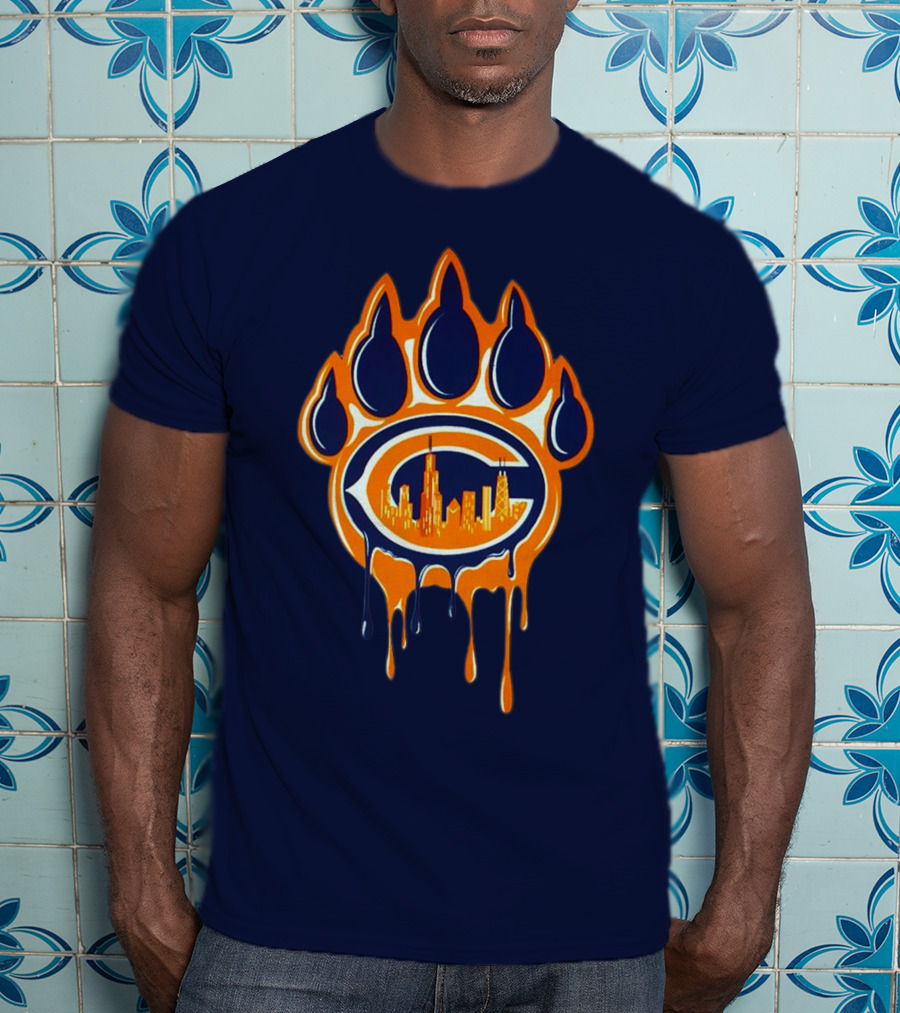 Chicago Bears Dripping Skyline Paw T-Shirt