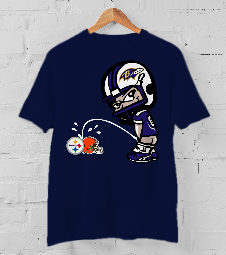 Baltimore Ravens Rivalry Mock Pittsburgh Steelers Cleveland Browns Helmets T-Shirt