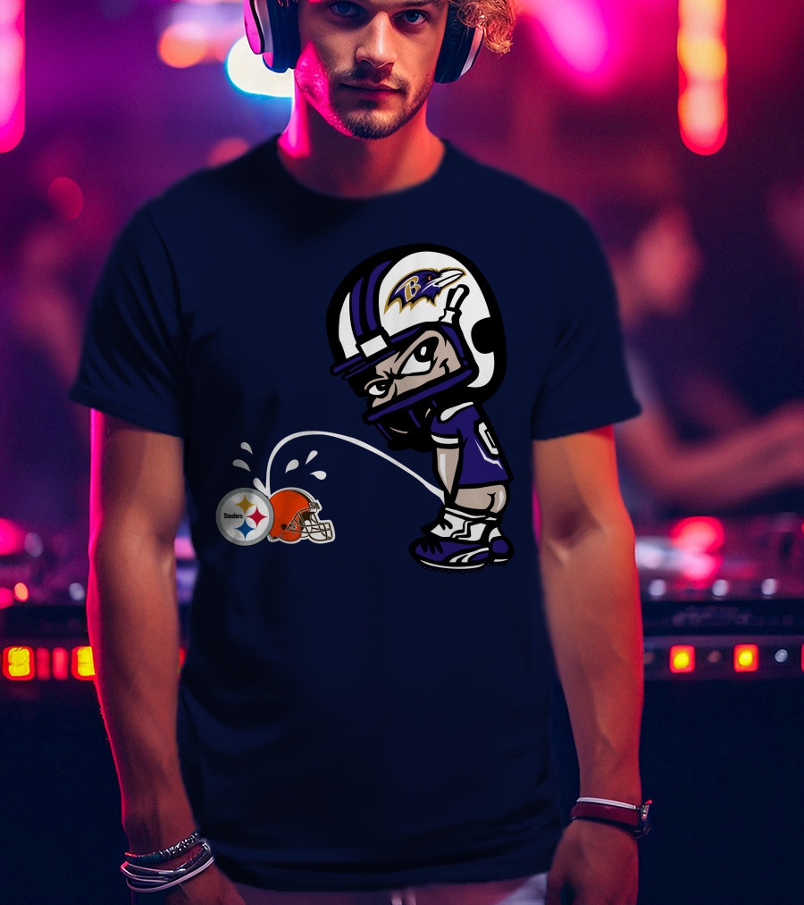 Baltimore Ravens Rivalry Mock Pittsburgh Steelers Cleveland Browns Helmets T-Shirt