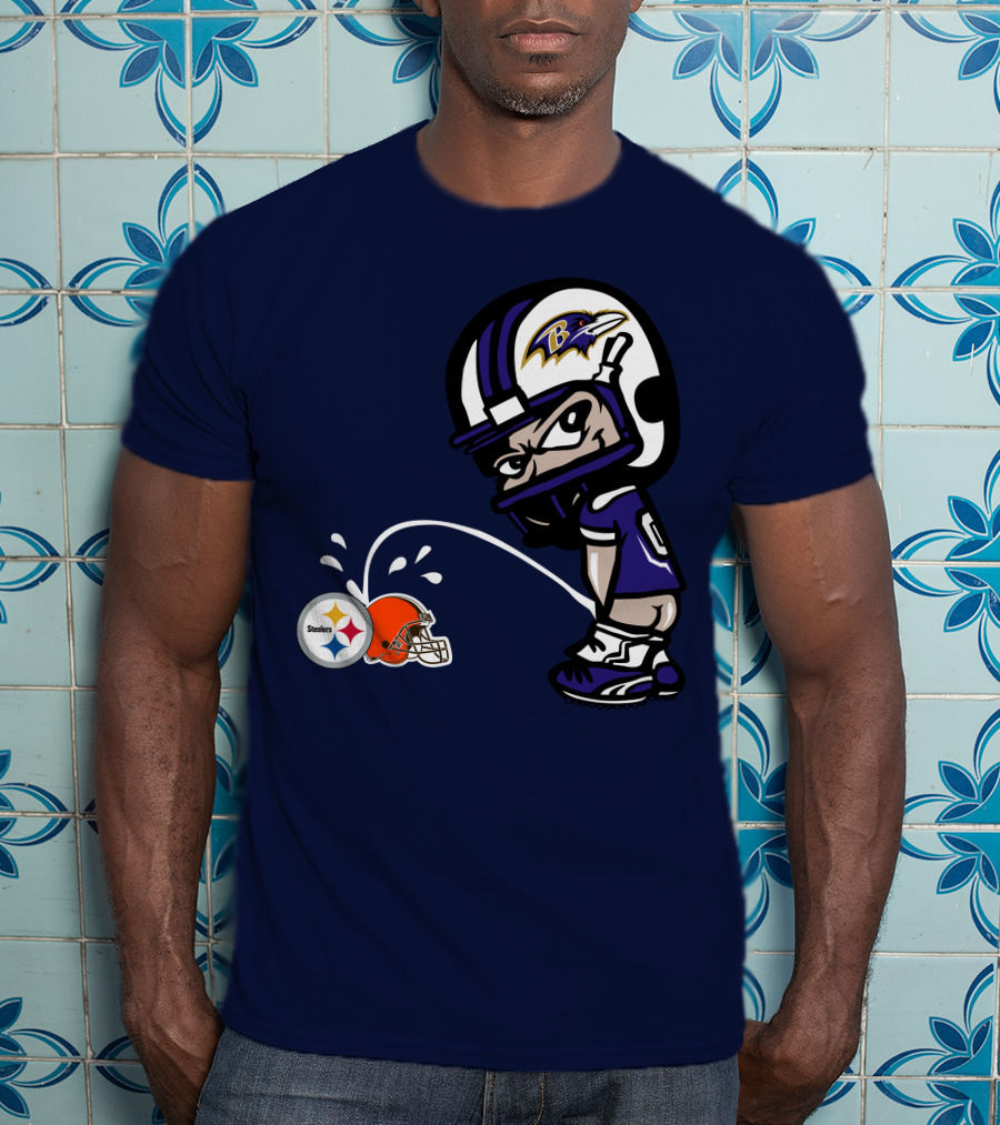 Baltimore Ravens Rivalry Mock Pittsburgh Steelers Cleveland Browns Helmets T-Shirt