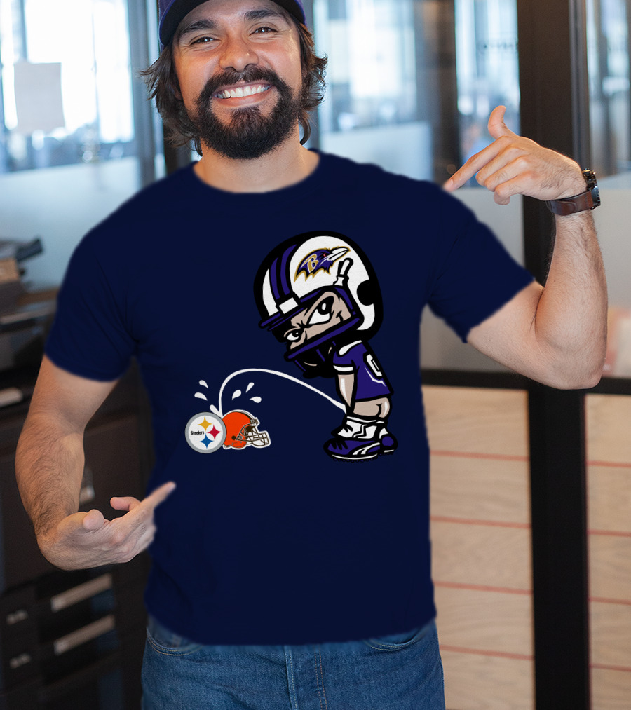 Baltimore Ravens Rivalry Mock Pittsburgh Steelers Cleveland Browns Helmets T-Shirt