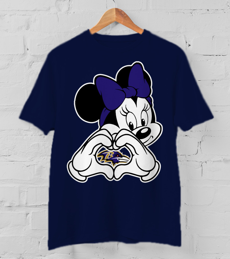 Baltimore Ravens Minnie Mouse Heart Hands T-Shirt