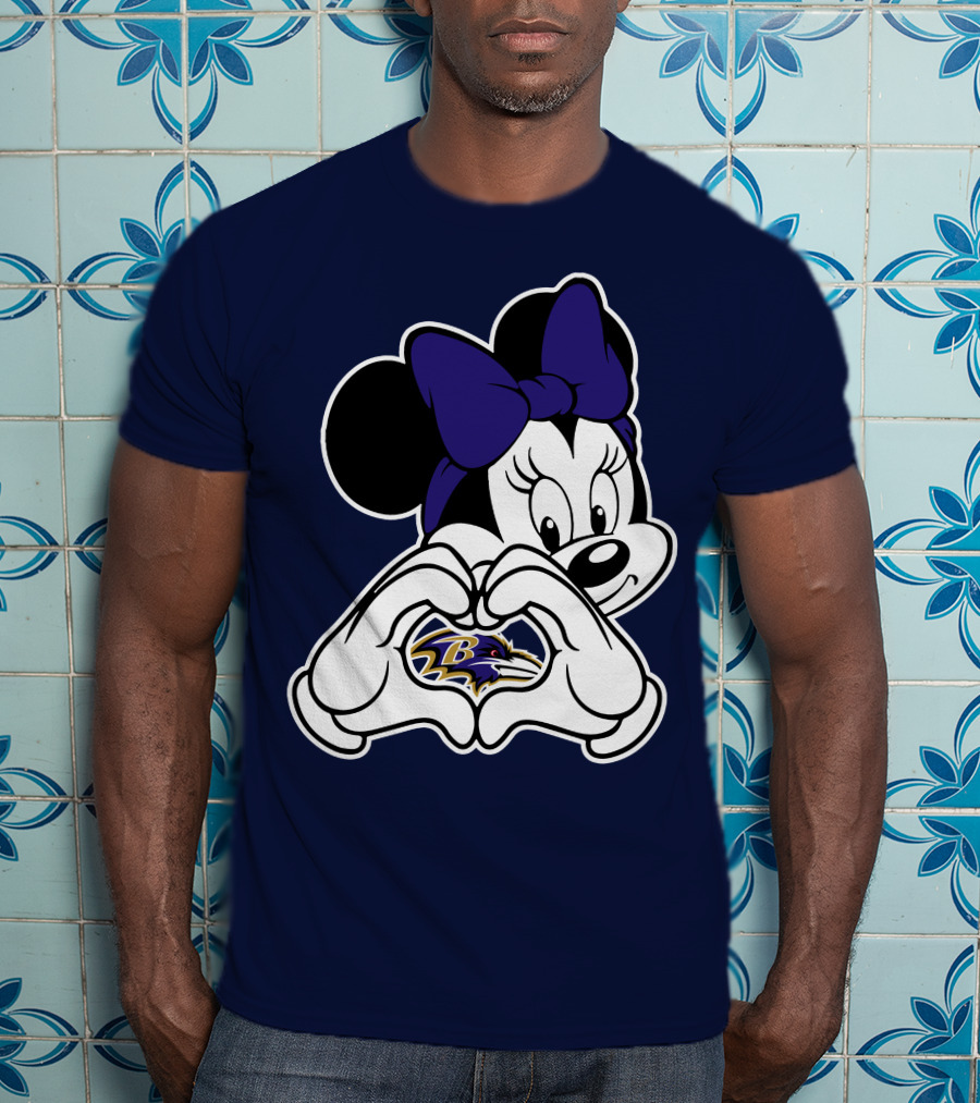 Baltimore Ravens Minnie Mouse Heart Hands T-Shirt