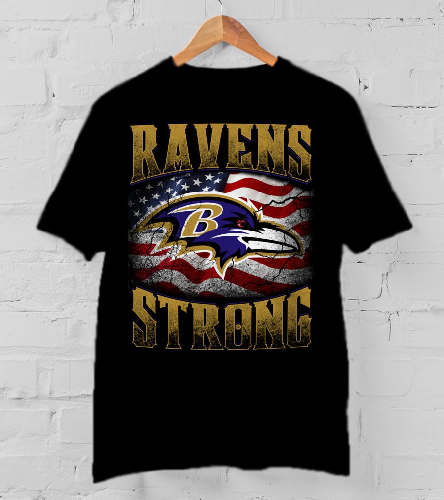 Ravens Strong Baltimore Ravens American Flag T-Shirt