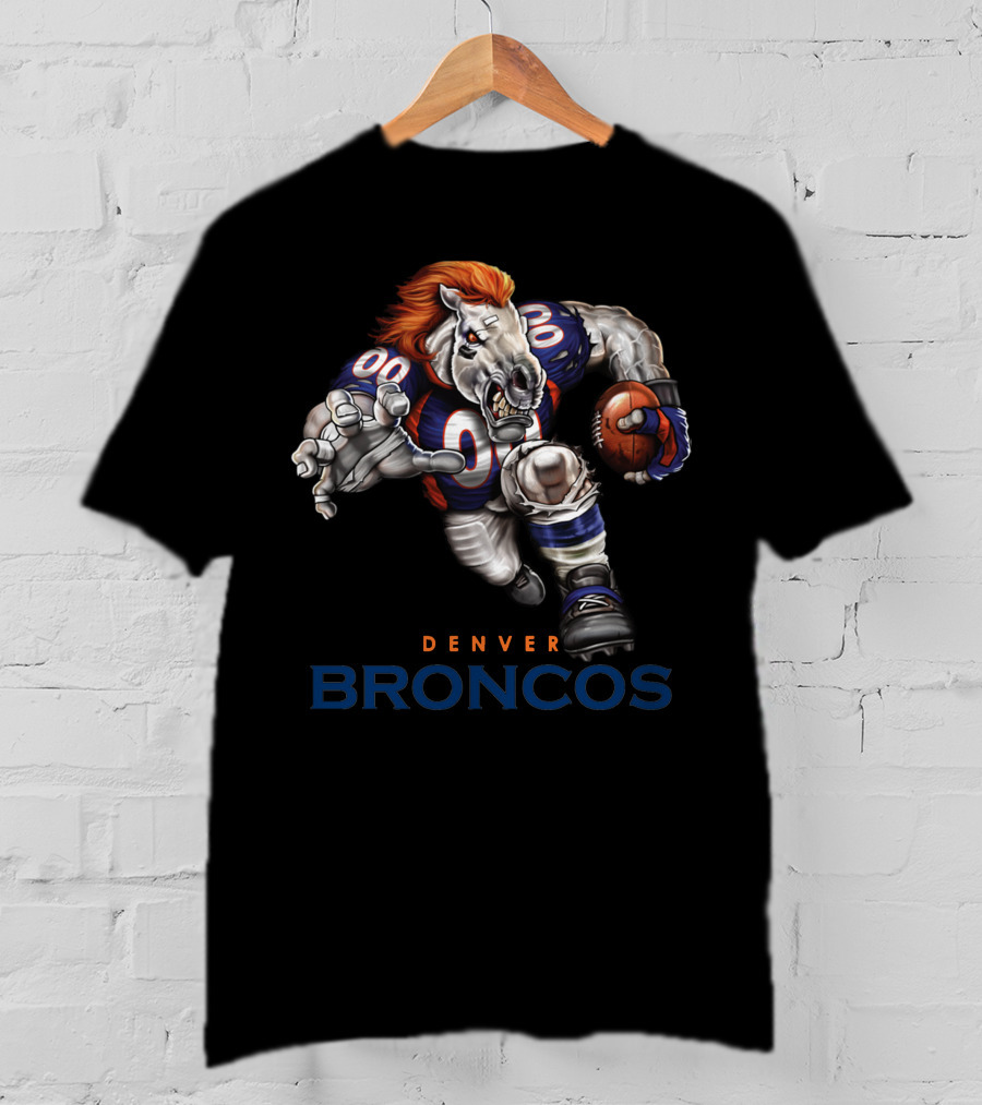 Denver Broncos Charging Horse Football Player T-Shirt